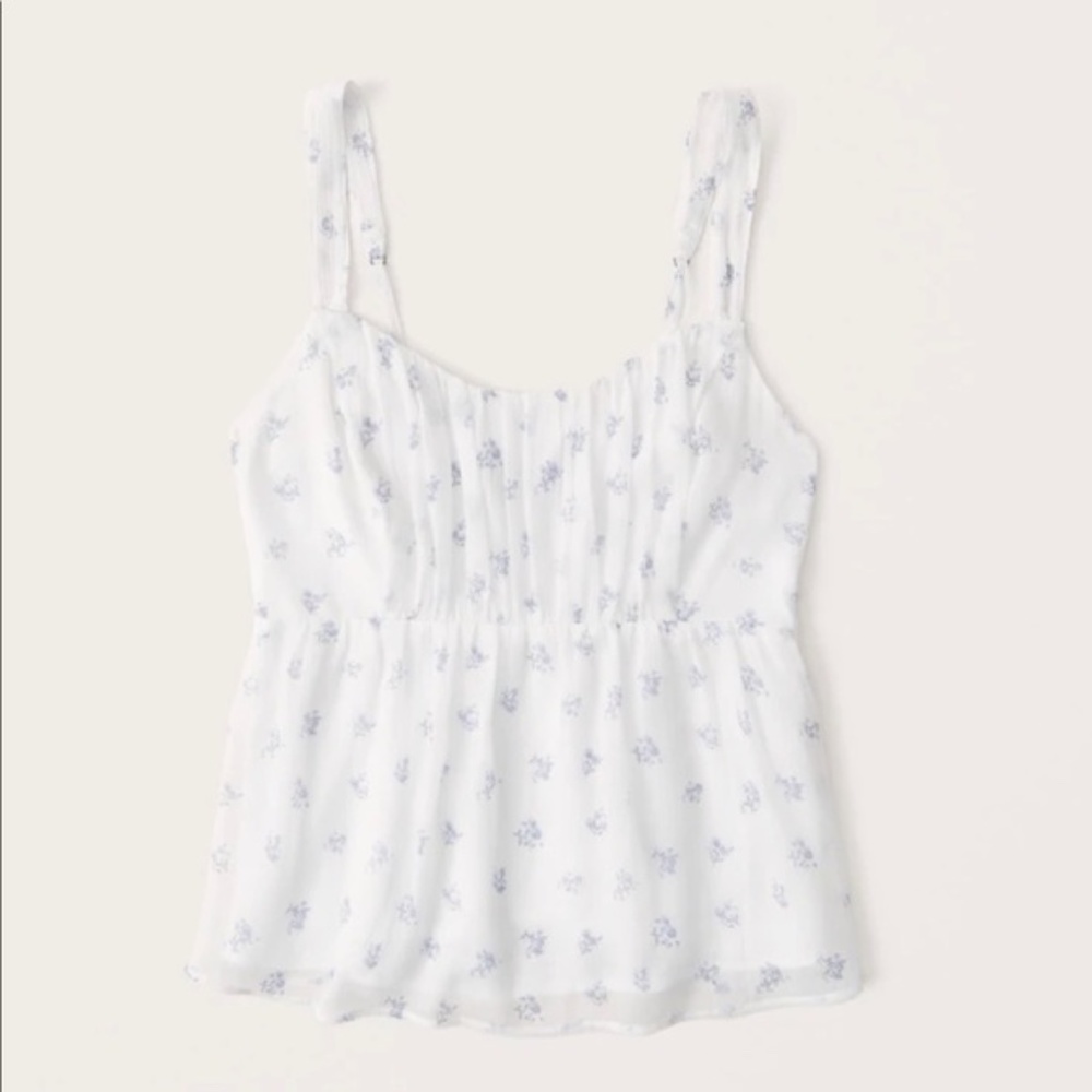 ABERCROMBIE BABYDOLL RUCHED CHIFFON CAMI